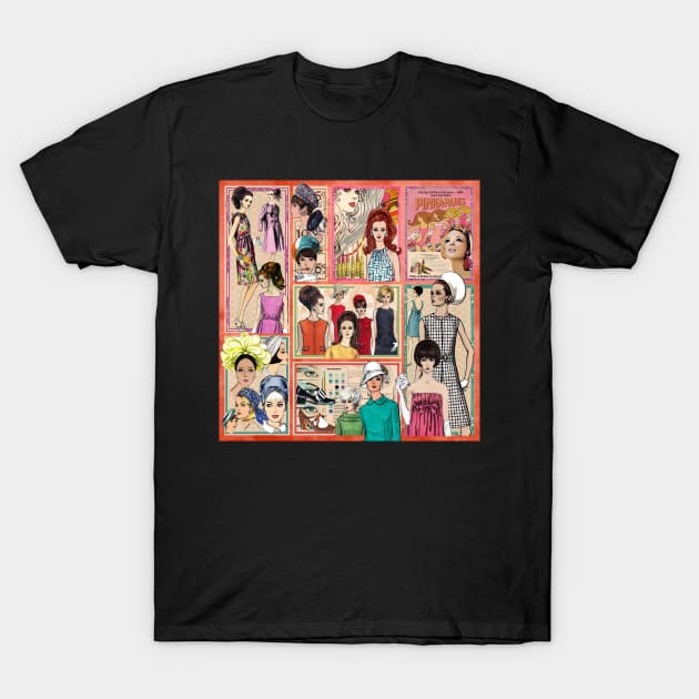 60s Fashion Collage T-Shirt by HeritageScrap